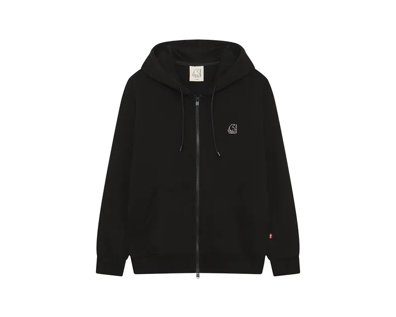 Basic Zip-Up Hoodie Unisex - Black