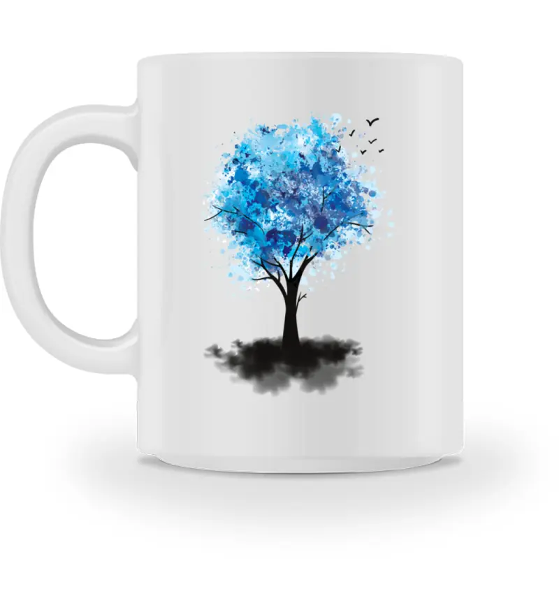 Blauer Wasserfarben-Baum  - Tasse