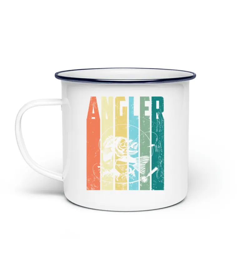 Ein Angler  - Emaille Tasse