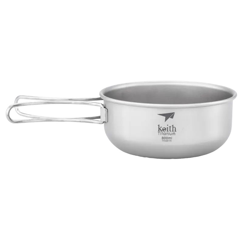 Keith Titanium Single-Wall Bowl with Folding Handle