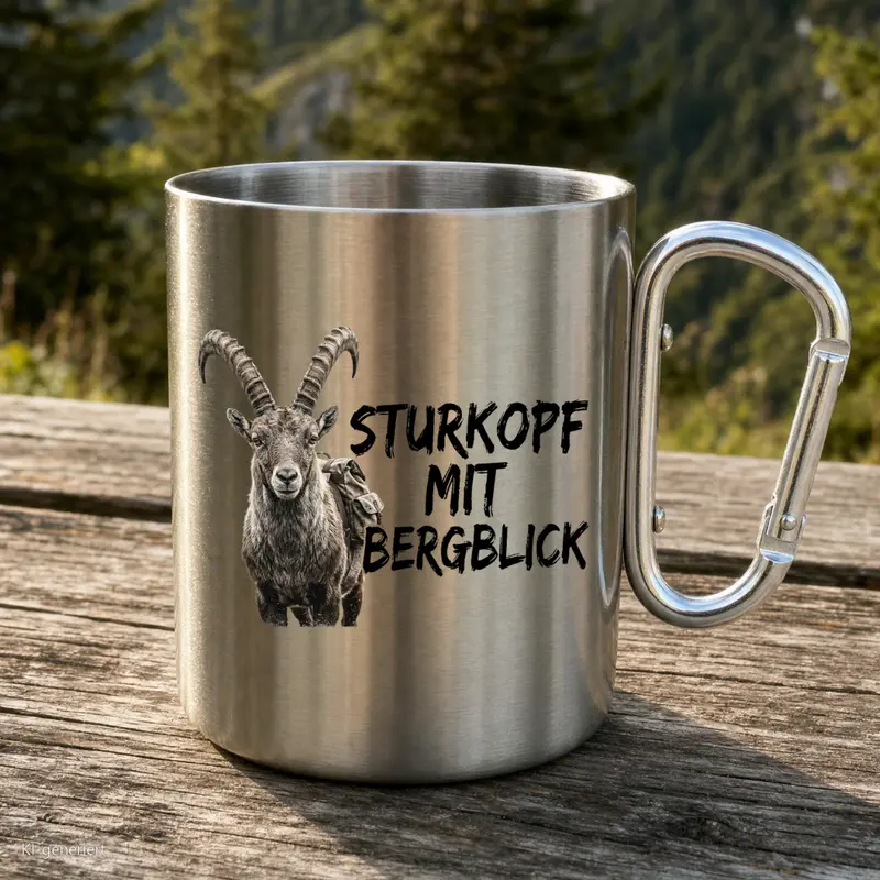 Sturkopf mit Bergblick Karabinertasse